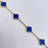 Pulso Trebol 10.75gr / 20.3cm / 2mm Lapislazuli Oro Amarillo Nac.Esp. 18K $