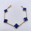 Pulso Trebol 10.75gr / 20.3cm / 2mm Lapislazuli Oro Amarillo Nac.Esp. 18K $