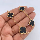 Pulso Trebol  11.25gr / 20.1cm / 2mm Onix Negro Oro Amarillo Nac.Esp. 18K $