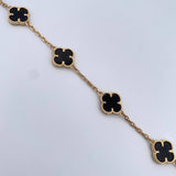 Pulso Trebol  11.25gr / 20.1cm / 2mm Onix Negro Oro Amarillo Nac.Esp. 18K $