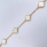 Pulso Trebol  10.45gr / 20.4cm / 2.1mm Nacar Blanco Oro Amarillo Nac.Esp. 18K $