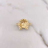 Herraje Herradura Caballo 3.85gr / 1.8cm / Circones Blancos Negros Dos Oros Amarillo Blanco 18K $