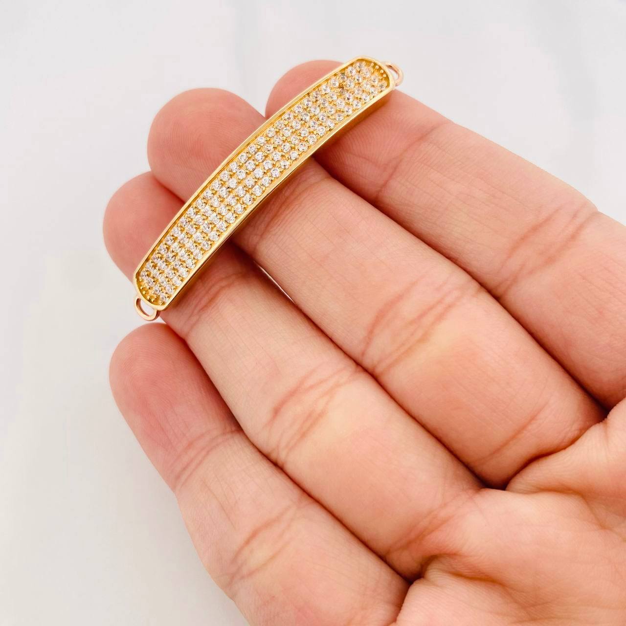 Herraje Placa Rectangular 7.35g / 5cm Dos Oros Amarillo Rosa 18K
