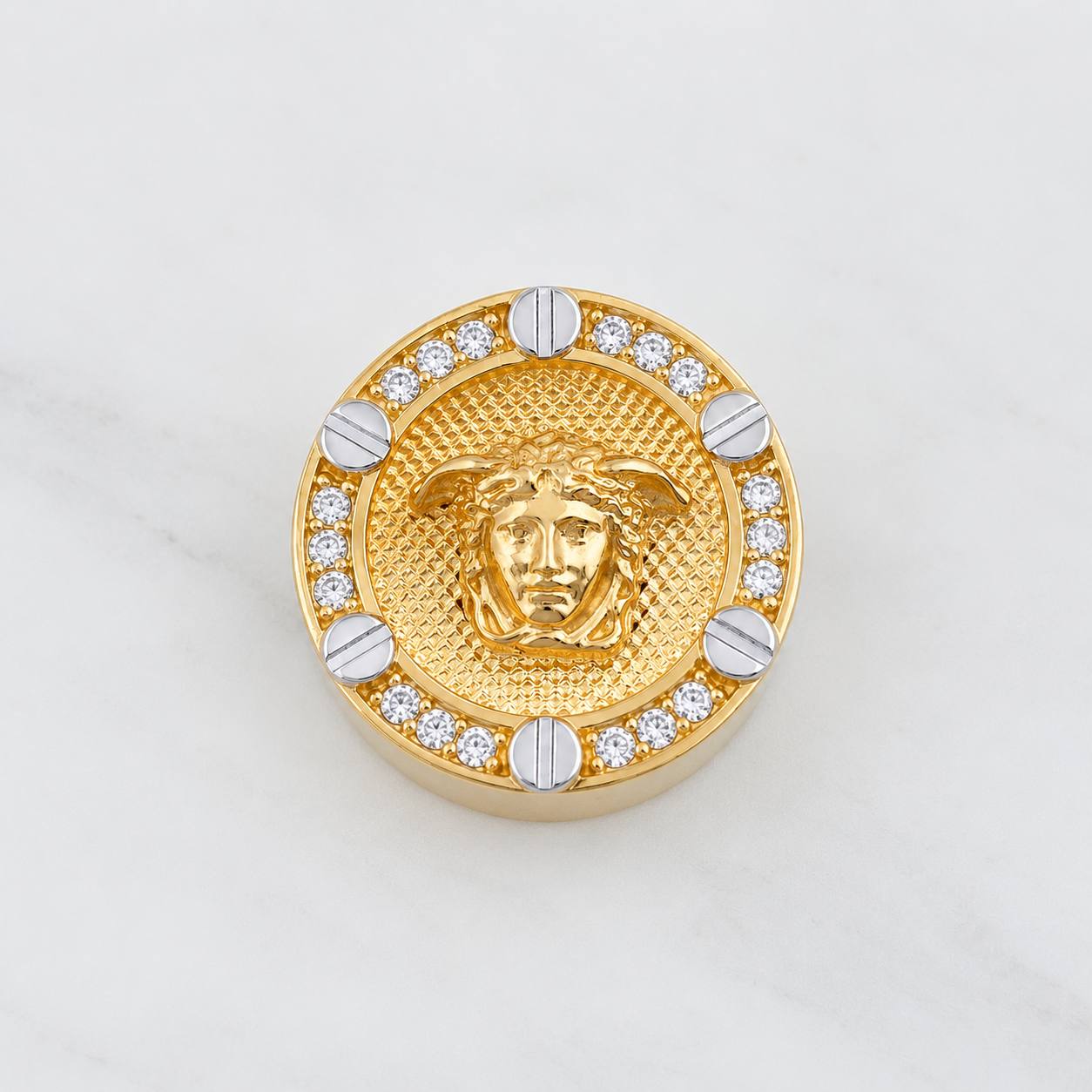 Herraje Medusa 3.55g / 1.4cm Dos Oros Amarillo Blanco 18K