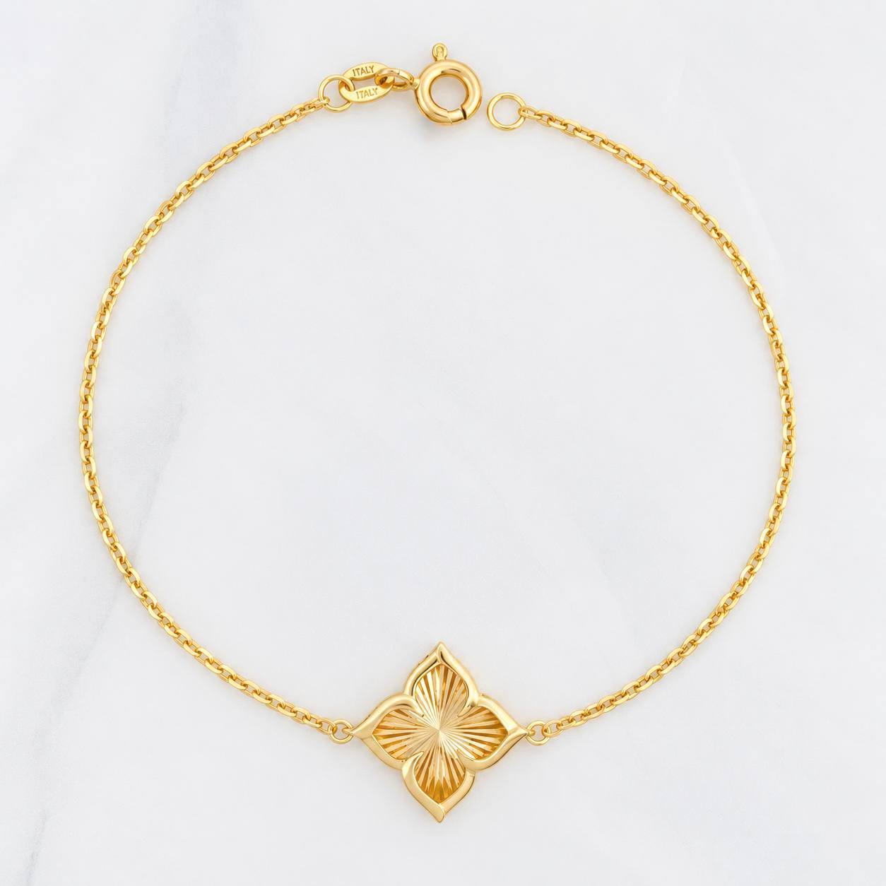Pulso Aro Seguido Flor 1.95g / 19cm / 1mm Oro Amarillo 18K