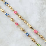 Cadena Rustica Barril Combinado 16.75gr / 65cm / 4mm-5mm Lisa Cauchos De Colores Oro Amarillo 18K