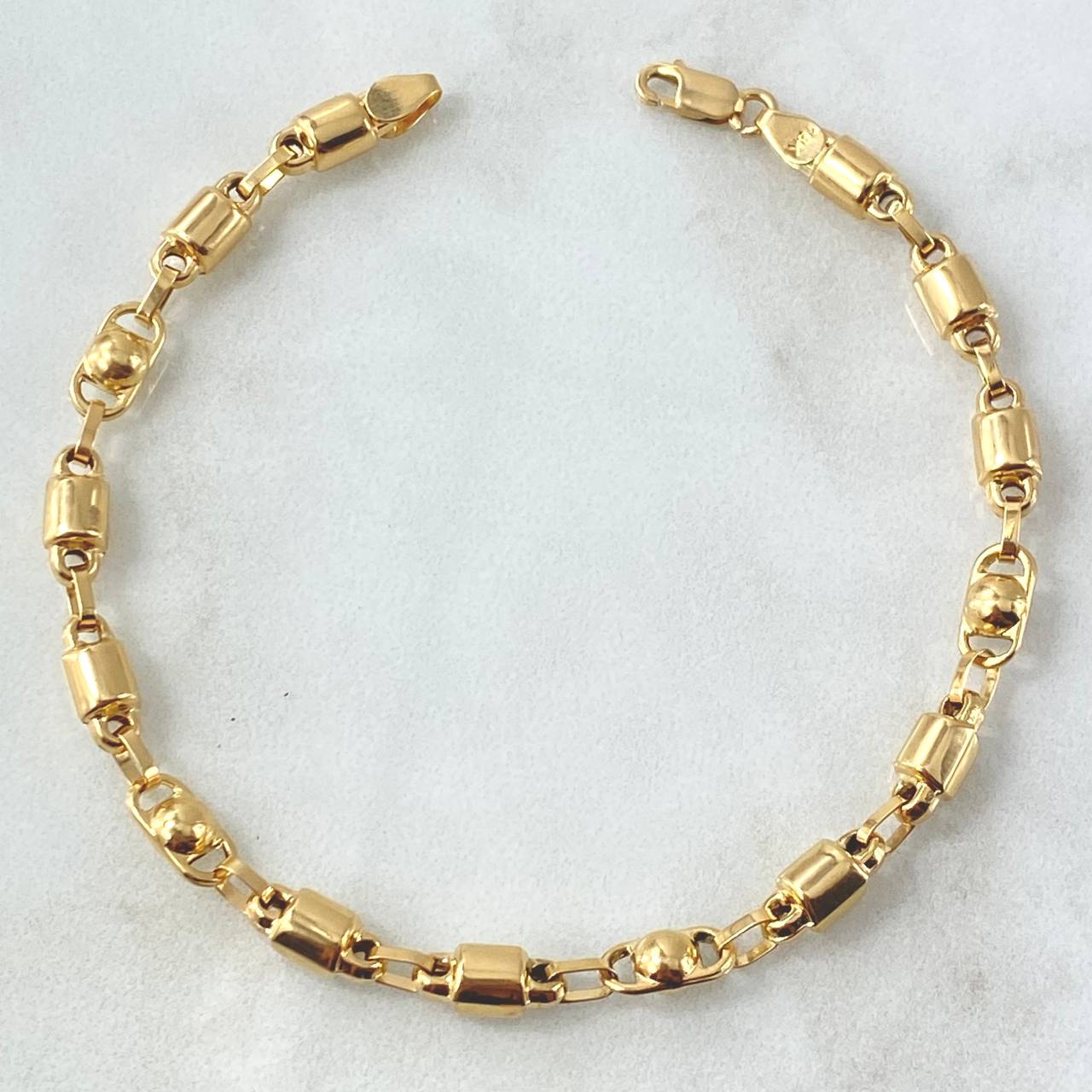 Pulso Rustico Barril Burbuja 4.9gr / 19cm / 4mm Liso Oro Amarillo 18K