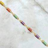 Pulso Rustico Barril Rayado 5.35gr / 21cm / 5mm Cauchos De Colores Oro Amarillo 18K
