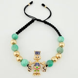 Pulsera Negra Pato Esmeralda Bolas Lisas 8und 5.55gr / 3mm-7mm Oro Amarillo 18K ©