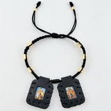 Pulsera Negra Escapulario Cilindros Diamantados 8und 2gr / 3mm-5mm Oro Amarillo 18K *