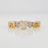 Anillo Solitario Corazones 2.3g / T7 Dos Oros Amarillo Blanco 18K