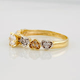 Anillo Solitario Corazones 2.3g / T7 Dos Oros Amarillo Blanco 18K