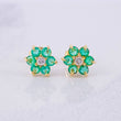 Topos Flor 6 Pétalos Esmeraldas 45pts Diamantes 12pts 1.75g / 7.3mm Oro Amarillo 18K