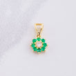Dije Flor 8 Petalos Esmeraldas 18pts Diamantes 6pts 0.75g / 1.3cm Oro Amarillo 18K