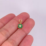 Dije Flor 8 Petalos Esmeraldas 18pts Diamantes 6pts 0.75g / 1.3cm Oro Amarillo 18K