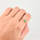 Anillo Solitario Churumbela Esmeraldas 40pts Diamantes 6pts 1.65g / T6 1/4 Oro Amarillo 18K