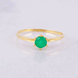 Anillo Canasta 6 Garras Esmeraldas 22pts 1.55g / T8 1/2 Oro Amarillo 18K