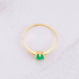 Anillo Canasta 6 Garras Esmeraldas 22pts 1.55g / T8 1/2 Oro Amarillo 18K