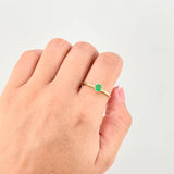 Anillo Canasta 6 Garras Esmeraldas 22pts 1.55g / T8 1/2 Oro Amarillo 18K