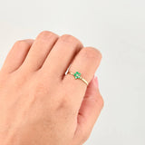 Anillo Flor 5 Petalos Esmeraldas 12pts 1g / T6 3/4 Oro Amarillo 18K