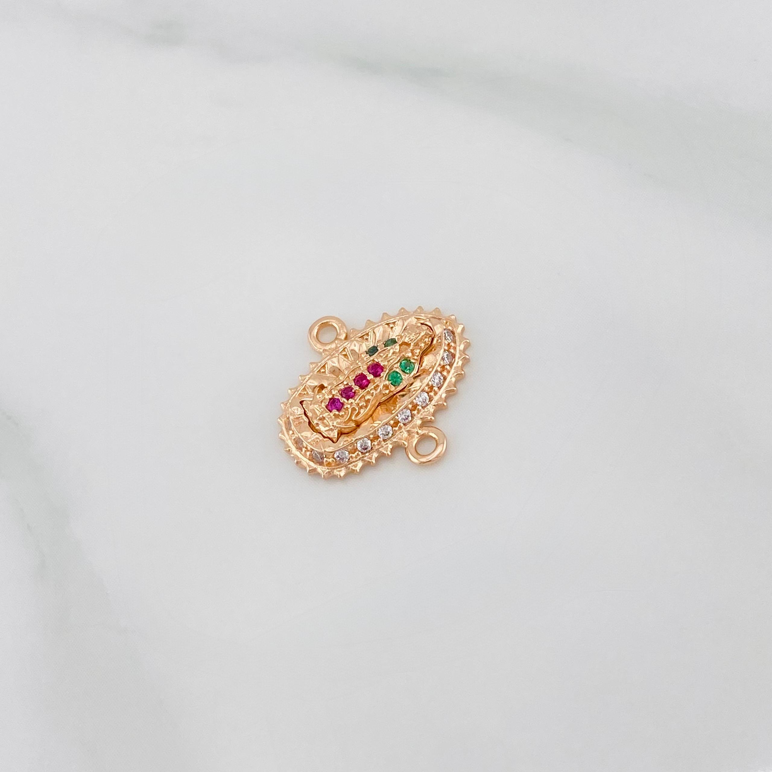 Herraje Virgen Guadalupe 1.3g / 1.5cm Oro Rosa 18K