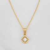 Set Cadena Singapur + Dije Halo / 2.4g / 44cm Oro Amarillo 18K