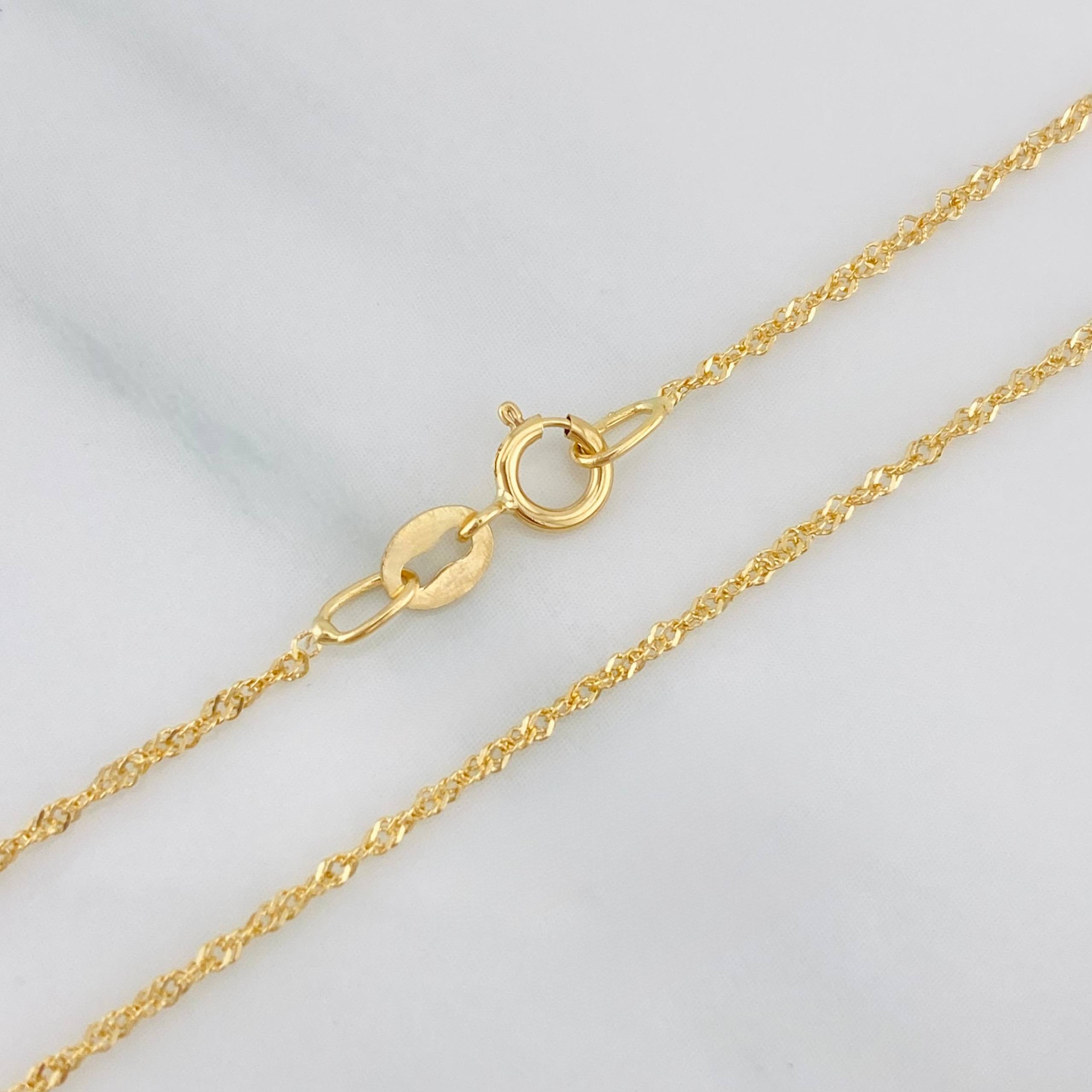 Set Cadena Singapur + Dije Halo / 2.4g / 44cm Oro Amarillo 18K