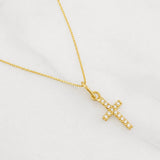 Set Cadena Singapur + Dije Cruz / 1.35g / 40.5cm Oro Amarillo 18K