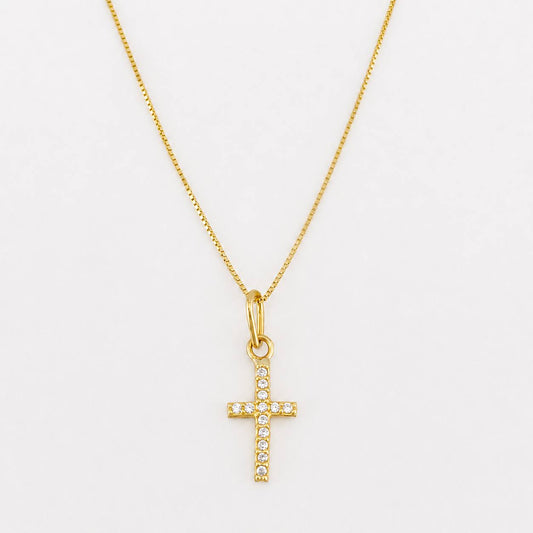 Set Cadena Singapur + Dije Cruz / 1.35g / 40.5cm Oro Amarillo 18K