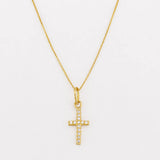 Set Cadena Singapur + Dije Cruz / 1.35g / 40.5cm Oro Amarillo 18K