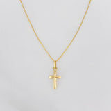 Set Cadena Veneciana + Dije Cruz / 1.1g / 40cm Oro Amarillo 18K
