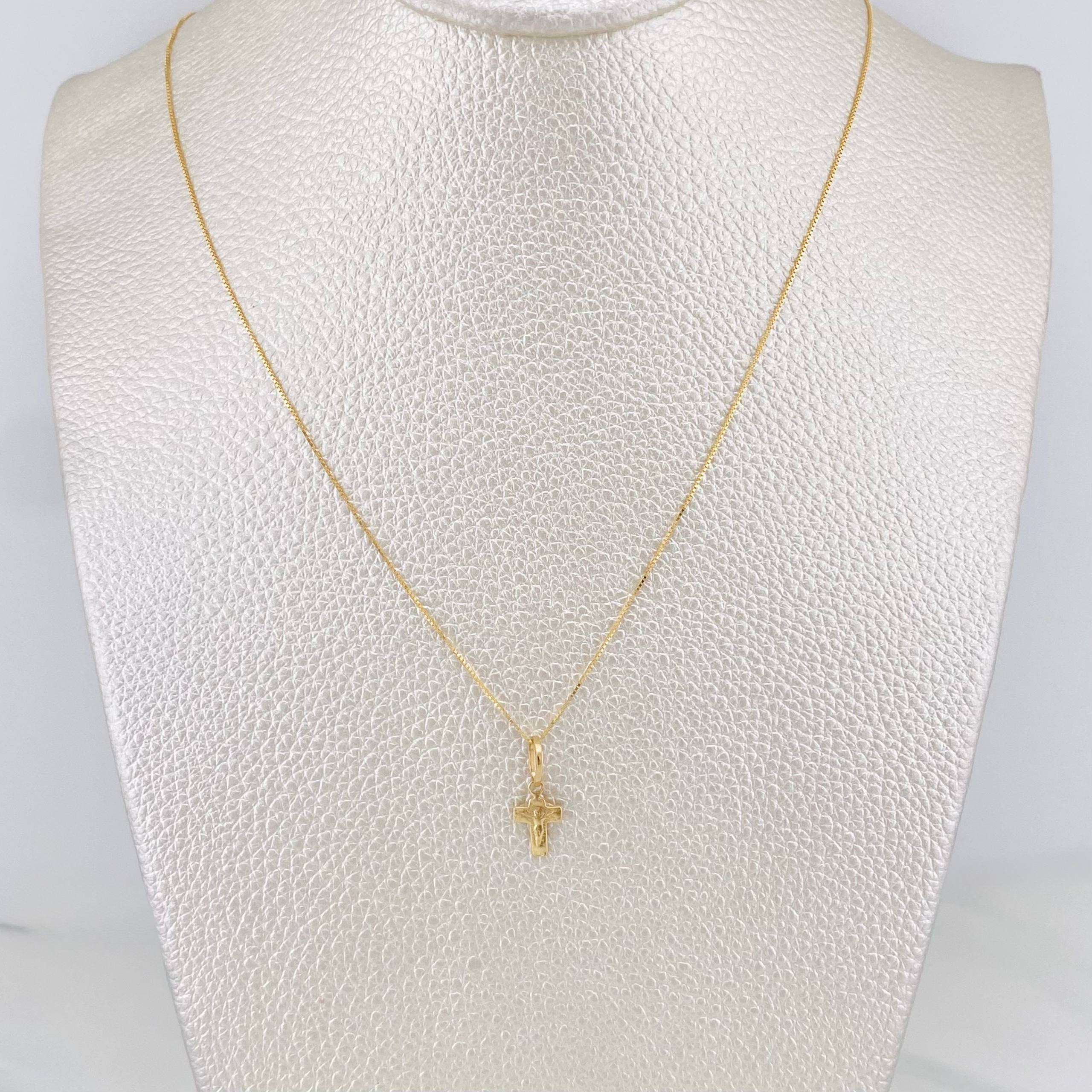 Set Cadena Veneciana + Dije Cruz Cristo / 1.25g / 40.5cm Oro Amarillo 18K