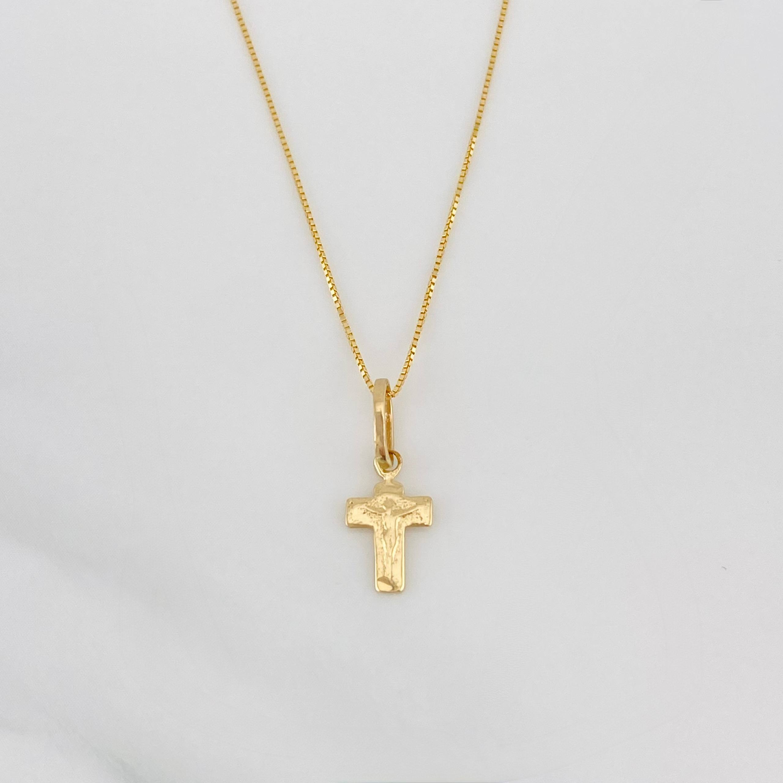 Set Cadena Veneciana + Dije Cruz Cristo / 1.25g / 40.5cm Oro Amarillo 18K