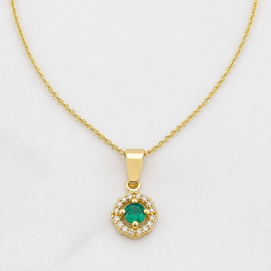 Set Cadena Singapur + Dije Halo / 2.3g / 44.5cm Oro Amarillo 18K