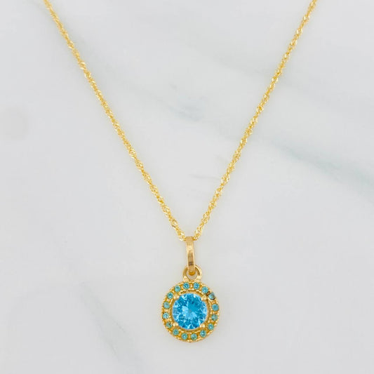 Set Cadena Singapur + Dije Halo / 2.2g / 44.5cm Oro Amarillo 18K