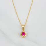 Set Cadena Singapur + Dije Halo / 2.35g / 45cm Oro Amarillo 18K