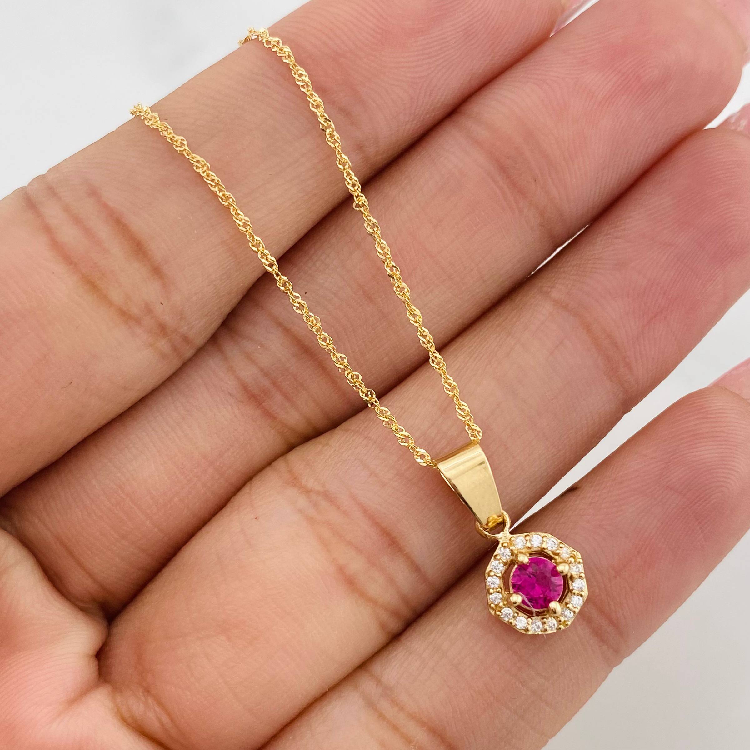 Set Cadena Singapur + Dije Halo / 2.4g / 44cm Oro Amarillo 18K