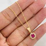 Set Cadena Singapur + Dije Halo / 2.35g / 45cm Oro Amarillo 18K