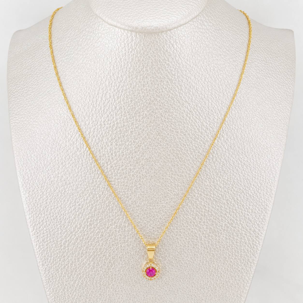 Set Cadena Singapur + Dije Halo / 2.4g / 44cm Oro Amarillo 18K