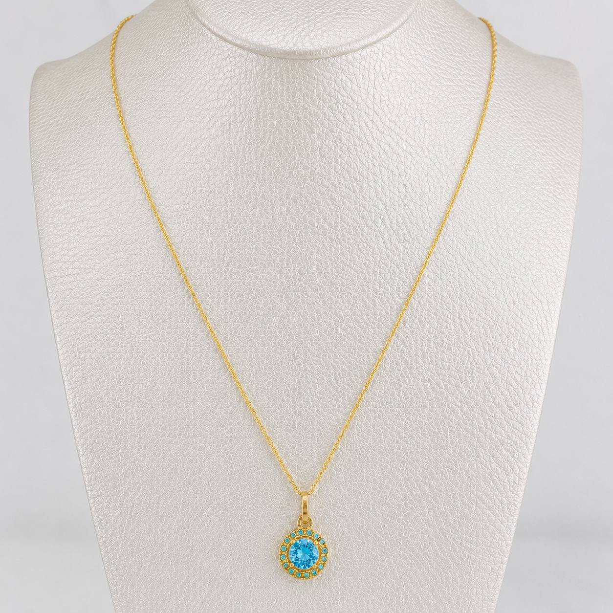 Set Cadena Singapur + Dije Halo / 2.2g / 44.5cm Oro Amarillo 18K