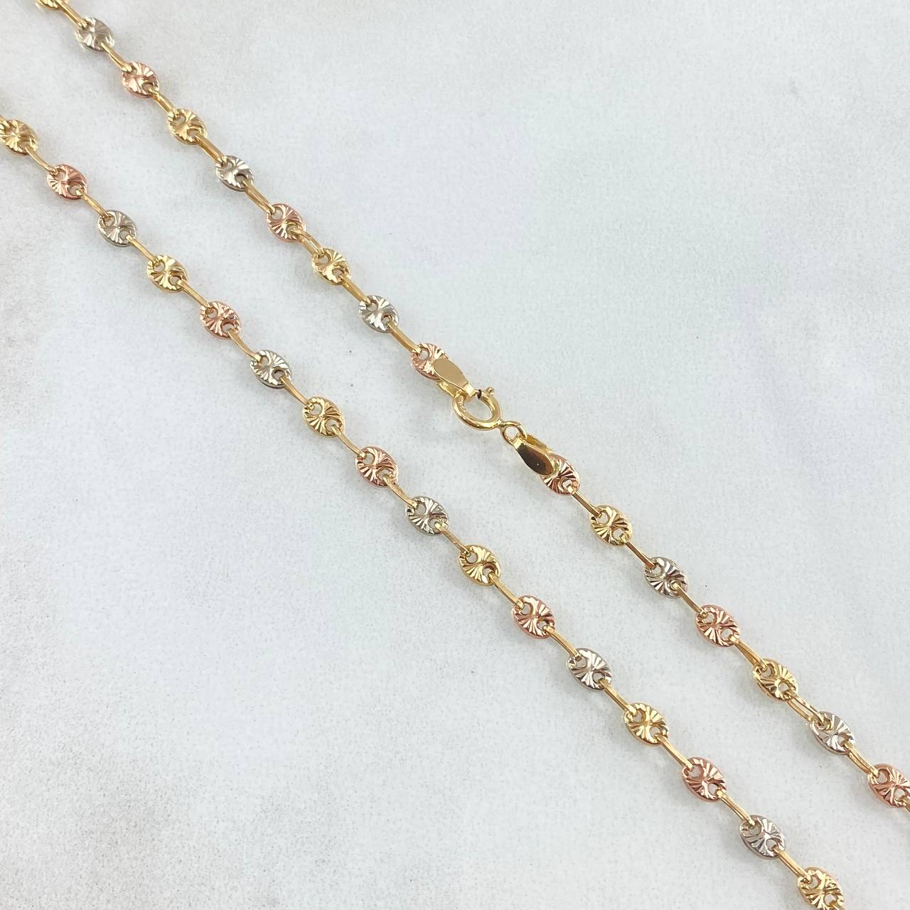 Cadena GC 6gr / 50cm / 3.2mm Diamantada Tres Oros 18K