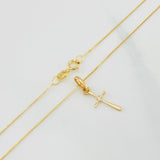 Set Cadena Veneciana + Dije Cruz / 1.3g / 40cm Oro Amarillo 18K