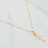 Set Cadena Veneciana + Dije Cruz / 1.3g / 40cm Oro Amarillo 18K
