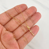 Set Cadena Veneciana + Dije Cruz / 1.3g / 40cm Oro Amarillo 18K