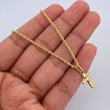 Set Cadena Lazo 2.15gr / 50.5cm / 1.3mm + Dije Cruz Rombos 0.5gr / 1.9cm Troquelado Oro Amarillo 18K (Oferta) $