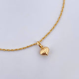 Set Cadena Lazo 1gr / 49.9cm / 0.9mm + Dije Corazon Rayas 0.4gr / 1.3cm Troquelado Oro Amarillo 18K (Oferta) $