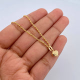 Set Cadena Lazo 1gr / 49.9cm / 0.9mm + Dije Corazon Rayas 0.4gr / 1.3cm Troquelado Oro Amarillo 18K (Oferta) $