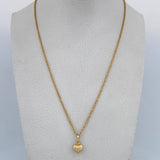 Set Cadena Lazo 1gr / 49.9cm / 0.9mm + Dije Corazon Rayas 0.4gr / 1.3cm Troquelado Oro Amarillo 18K (Oferta) $