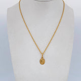 Set Cadena Lazo 1gr / 50cm / 0.9mm + Dije Virgen Guadalupe 0.65gr / 1.6cm Borde Diamantado Oro Amarillo 18K (Oferta) $