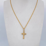 Set Cadena Lazo 1.15gr / 59.5cm / 0.8mm + Dije Cruz Cristo 0.65gr / 2.4cm Rombo Oro Amarillo 18K (Oferta) $